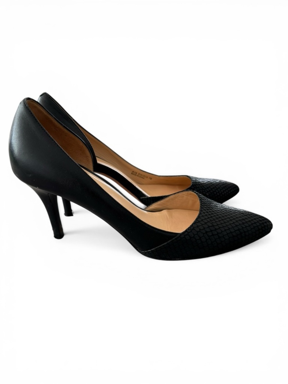 Cole Haan Black Snakeskin Embossed Leather Pointed Toe Stiletto Pumps Women 7 - Picture 3 of 6